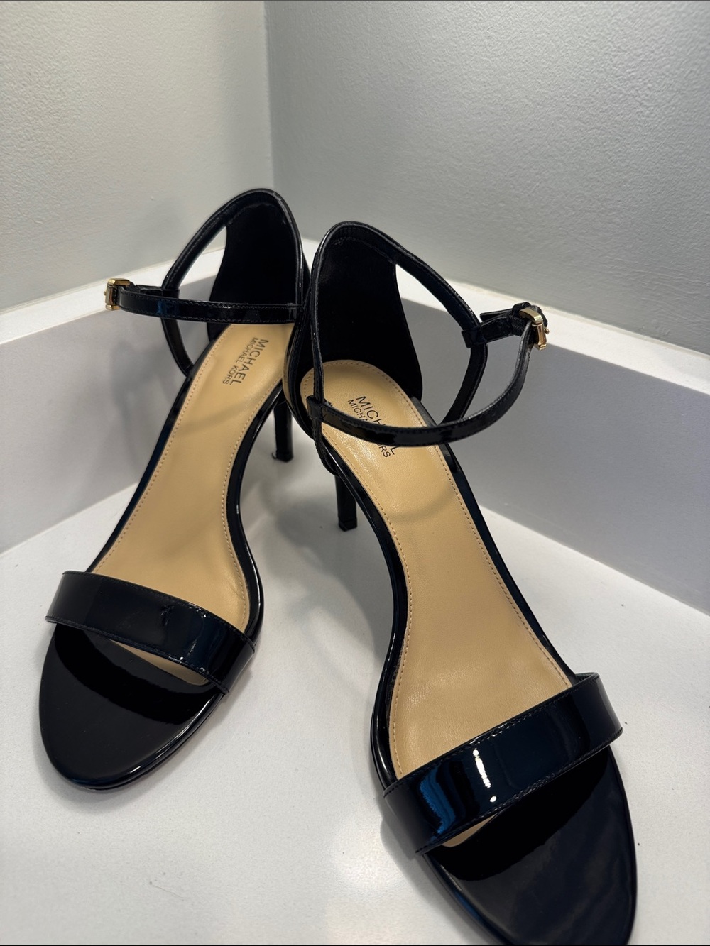 Michael Kors Black Patent Leather Ankle-Strap Heels